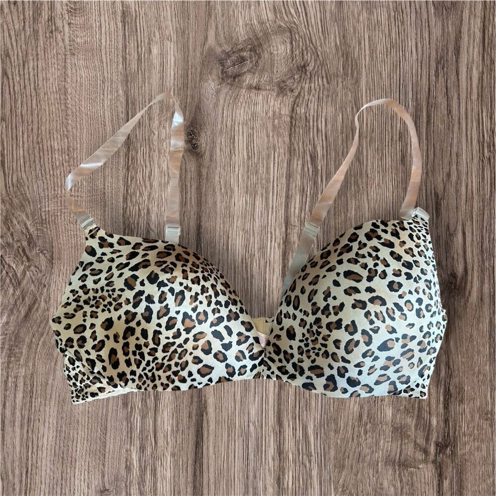 Cacique Lane Bryant Leopard Print Wireless Full Coverage Bra Plus 42DD